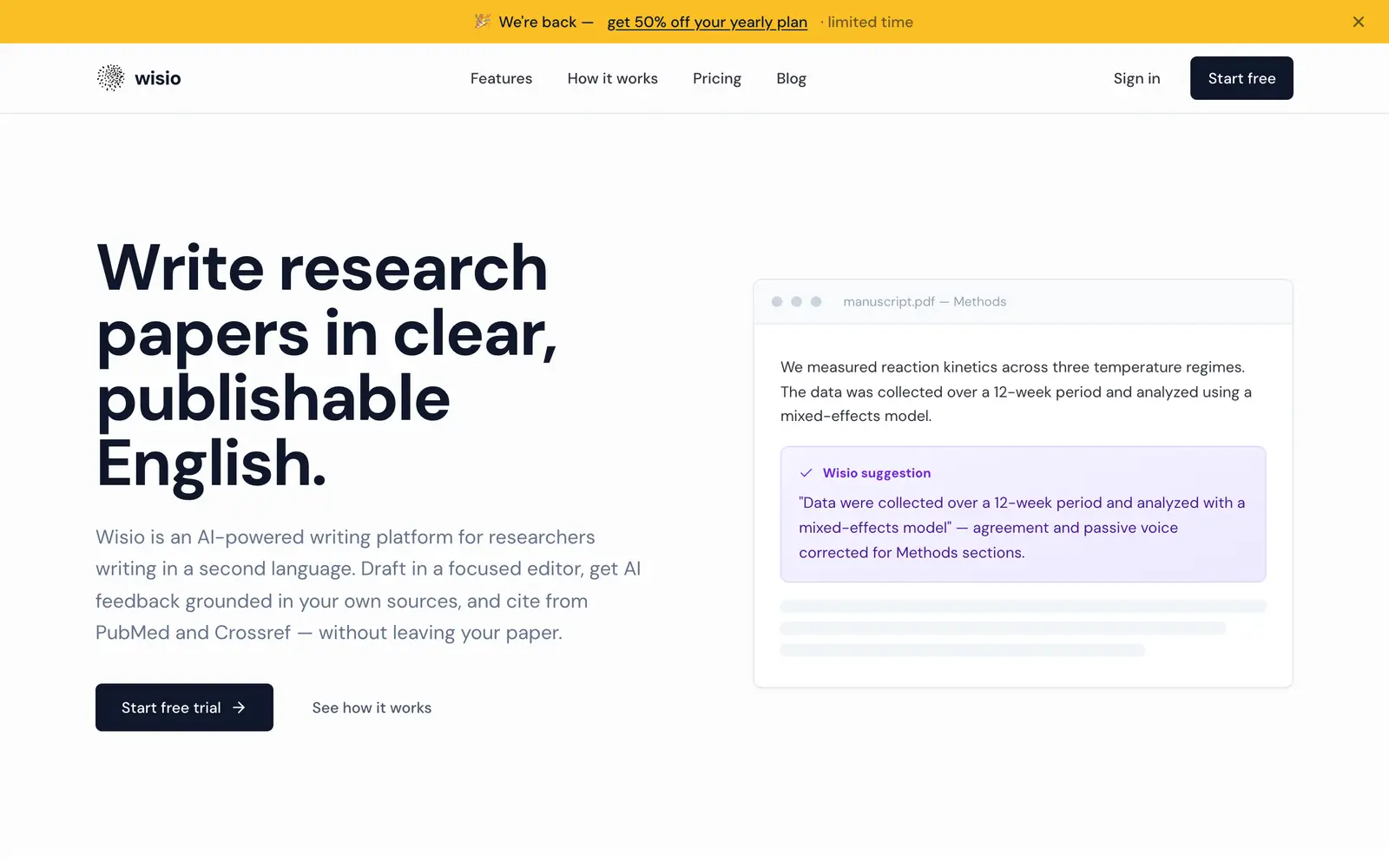 Screenshot of the Wisio website
