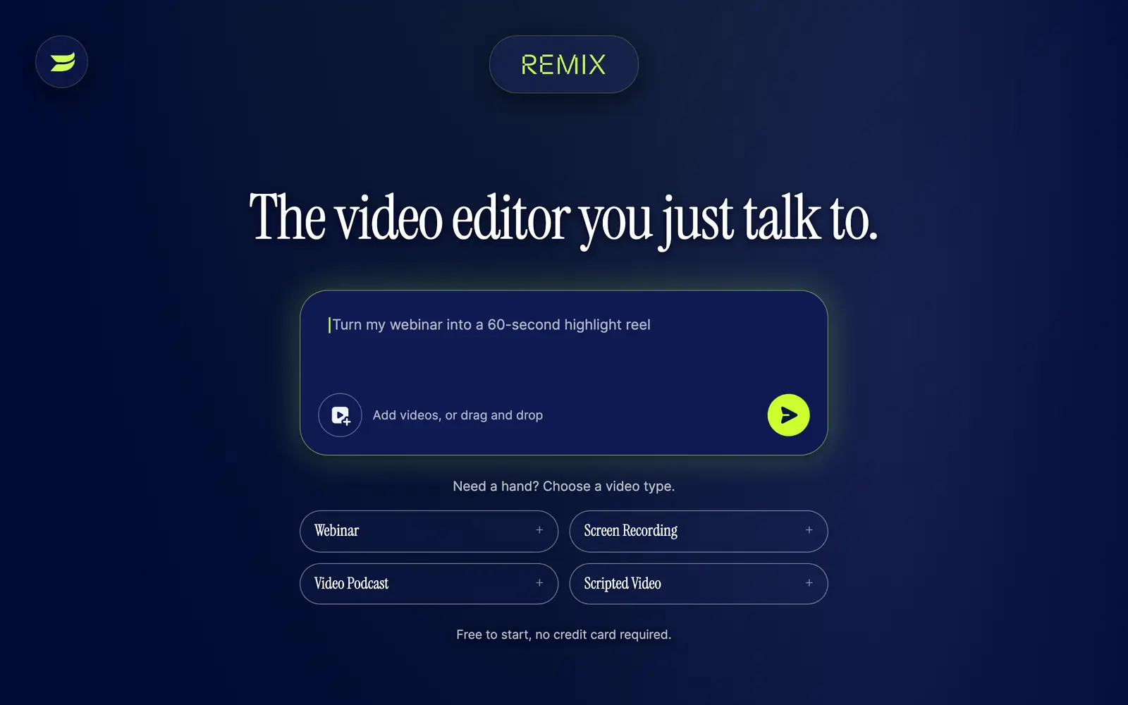 Screenshot of the Wistia Remix website