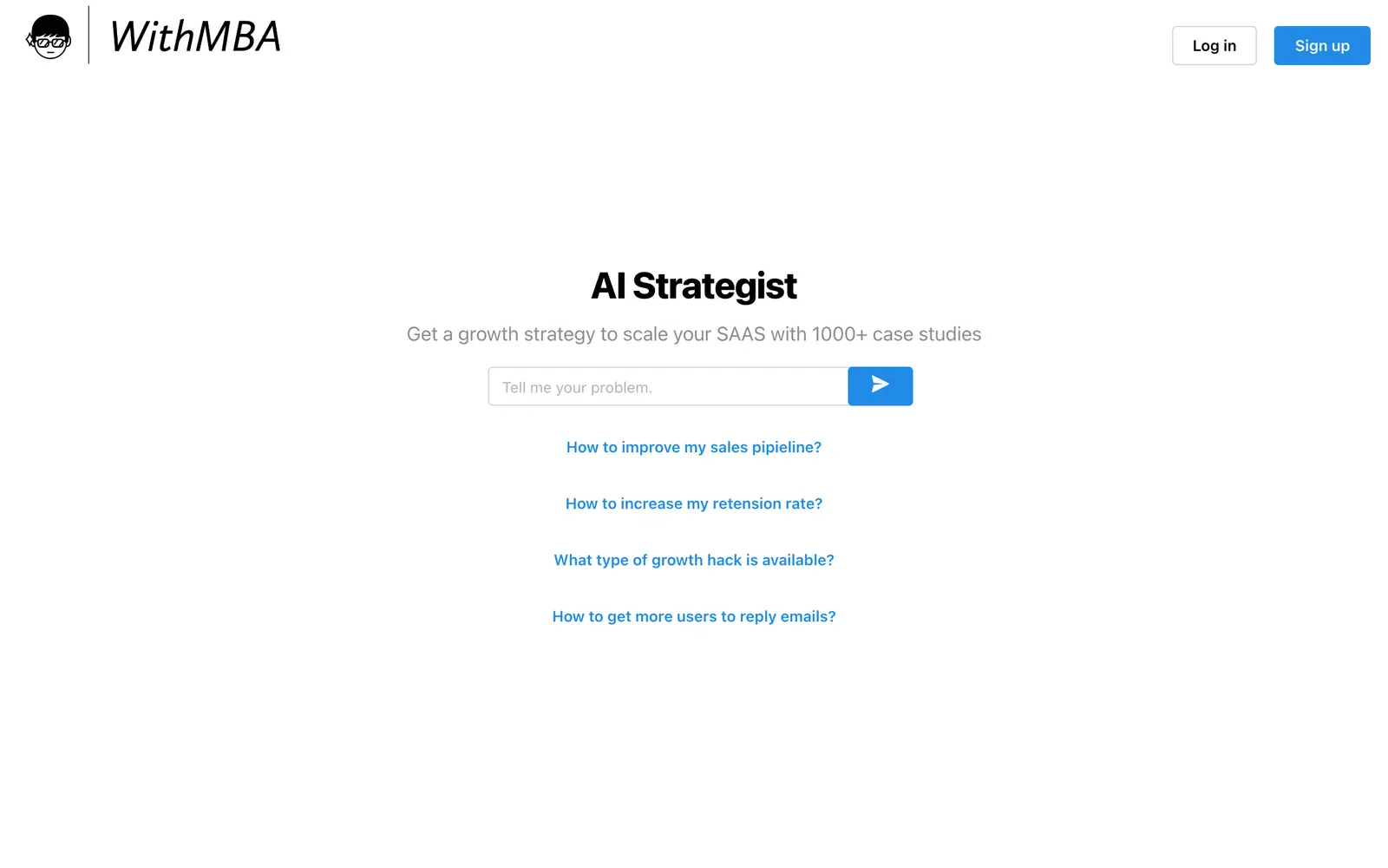 Screenshot of the WithMBA website