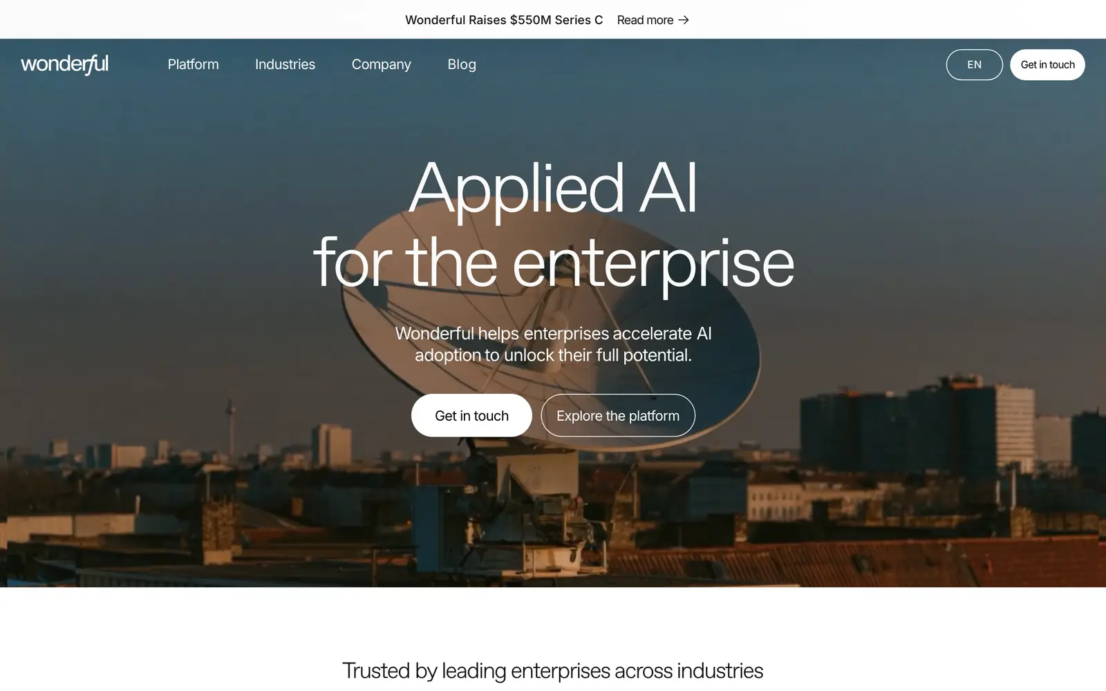 Screenshot of the Wonderful website