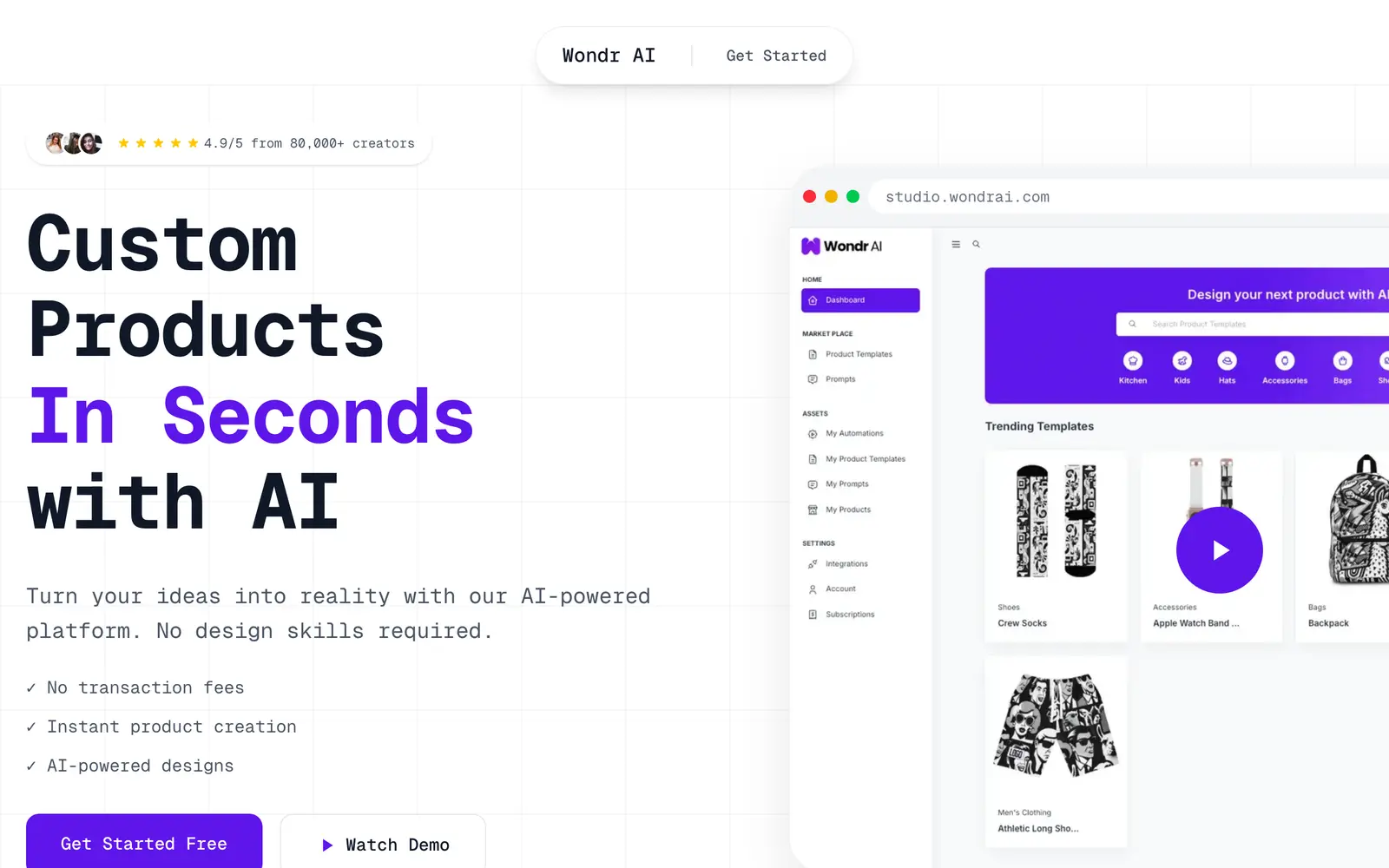 Screenshot of the WondrAI website