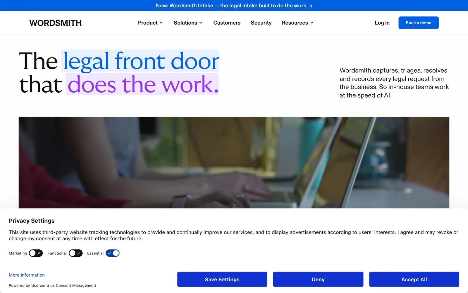Screenshot of the Wordsmith AI website