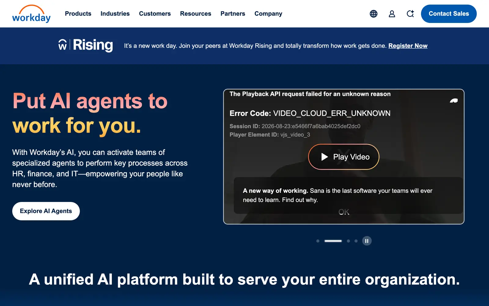 Screenshot of the Workday website