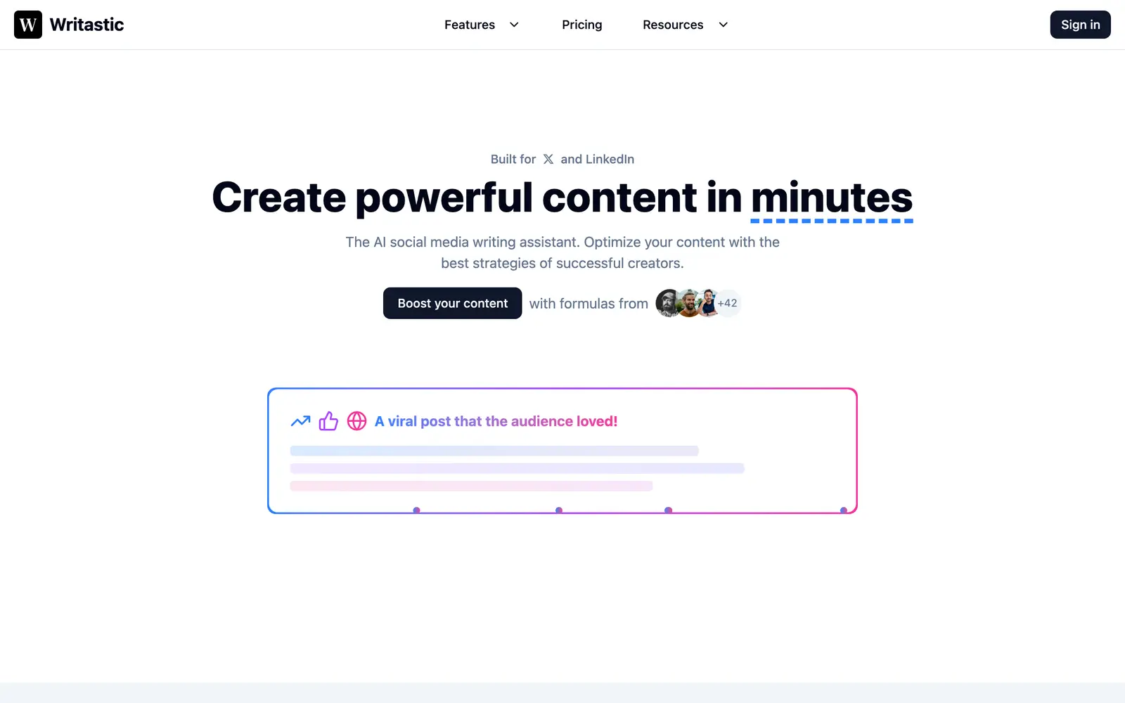 Screenshot of the Writastic website