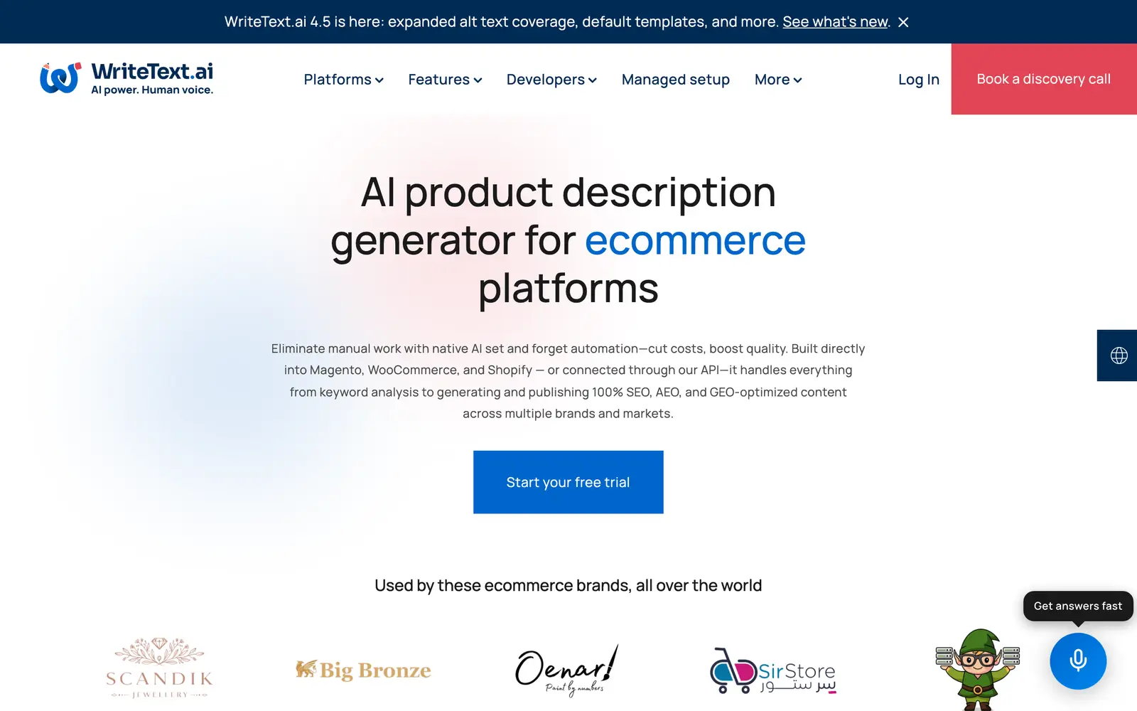 Screenshot of the WriteText.ai website