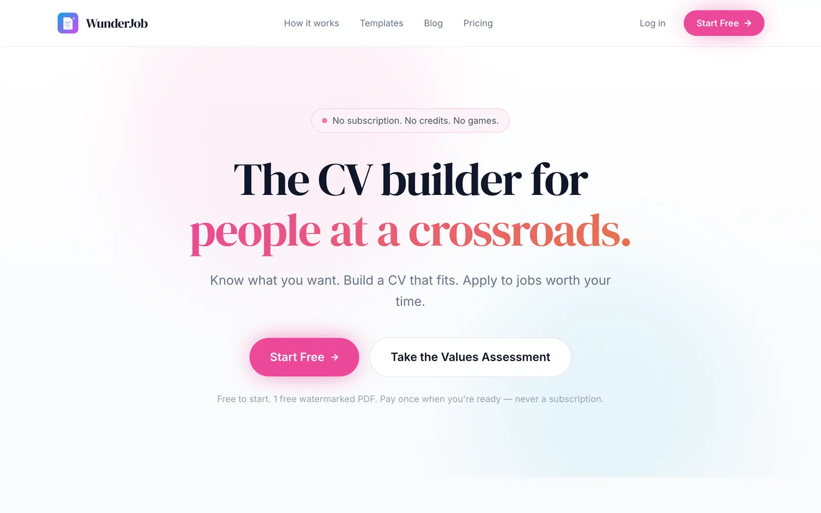 Screenshot of the WunderJob website