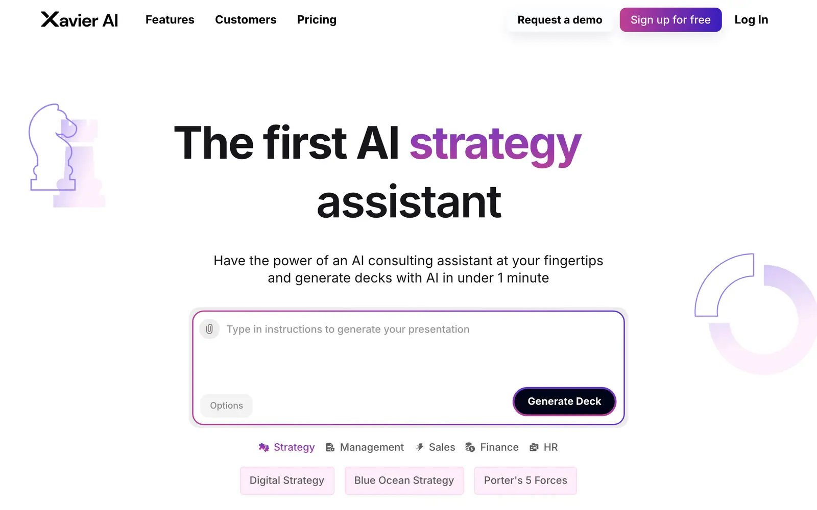 Screenshot of the Xavier AI website