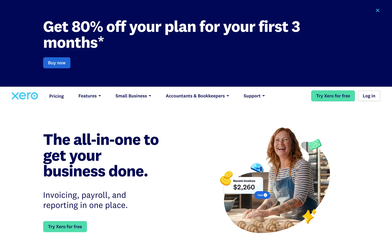 Screenshot of the Xero website
