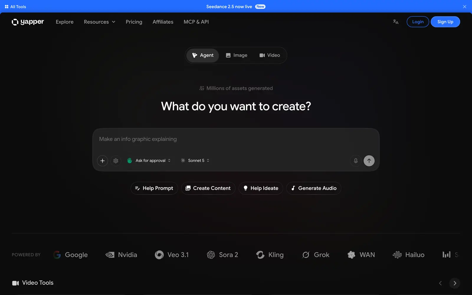Screenshot of the Yapper website