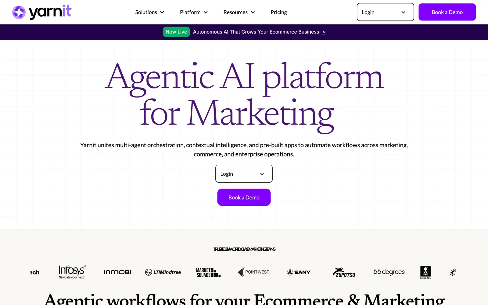 Screenshot of the Yarnit website