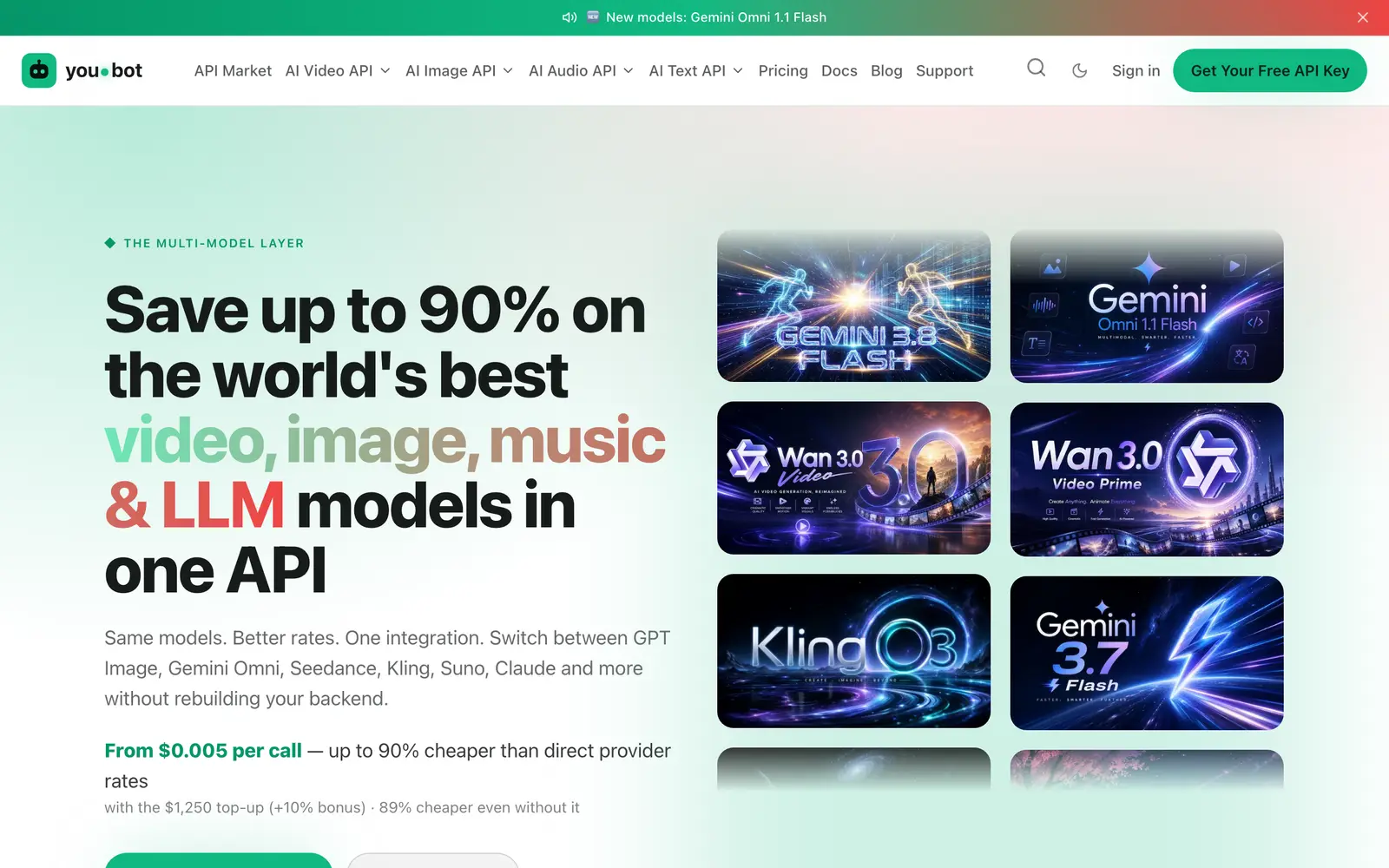 Screenshot of the You.bot website