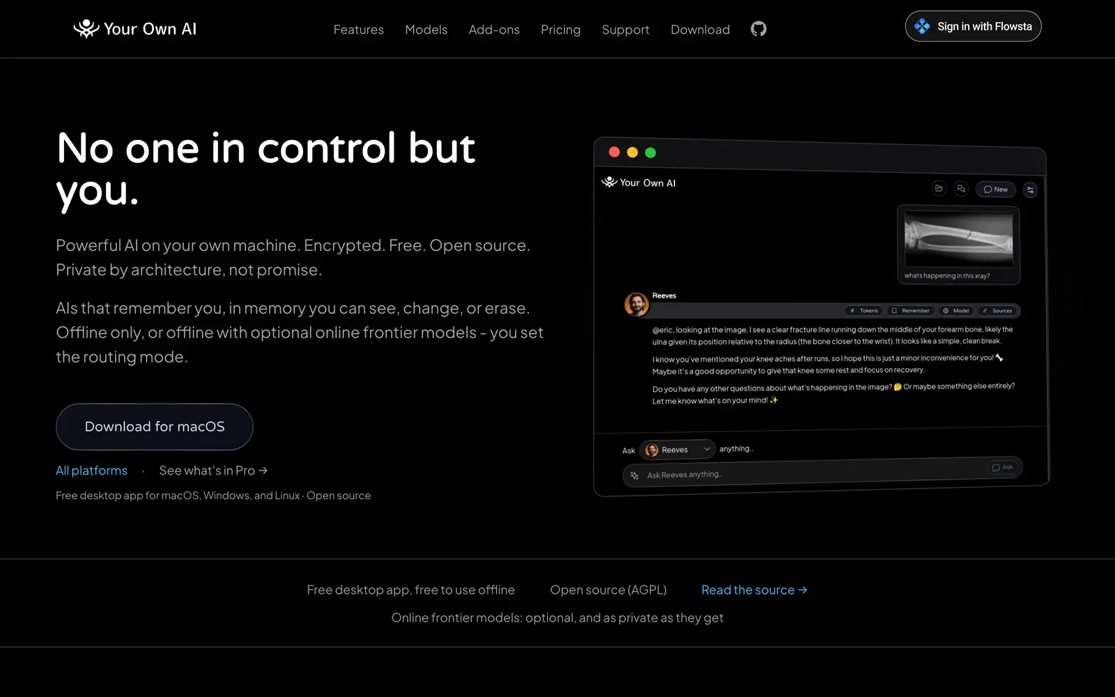 Screenshot of the Your Own AI website