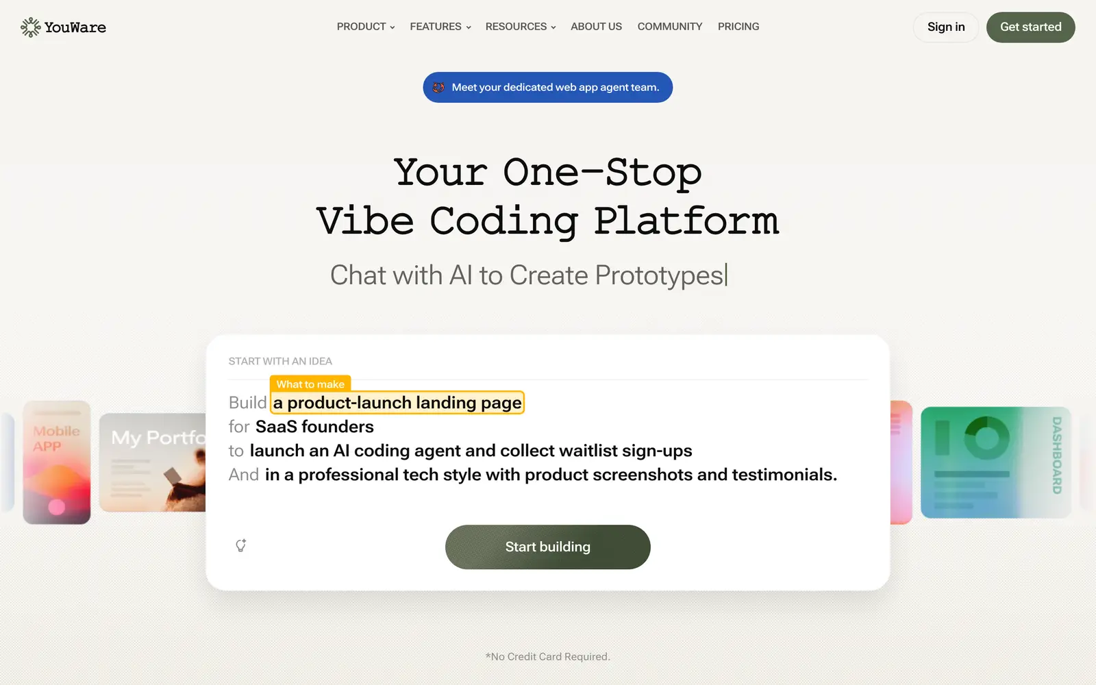 Screenshot of the YouWare website