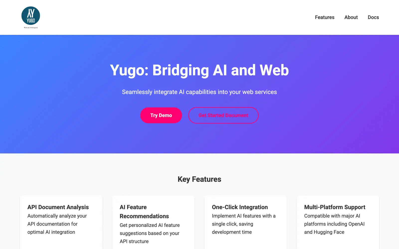 Screenshot of the Yugo website