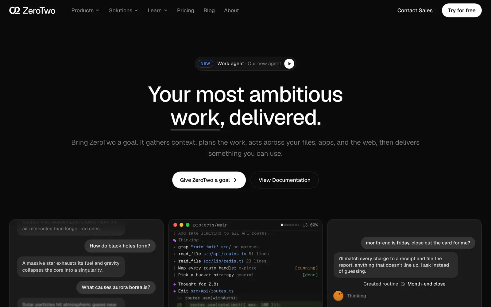 Screenshot of the ZeroTwo website