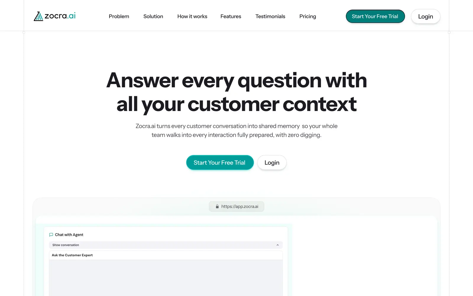 Screenshot of the Zocra.ai website