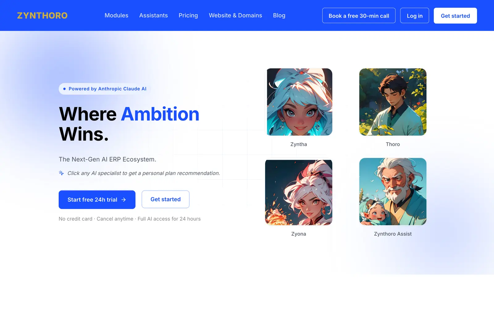 Screenshot of the Zynthoro website